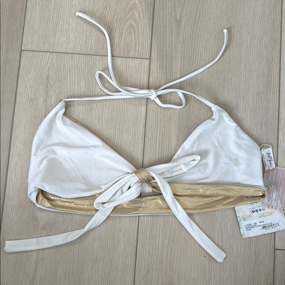 White and Gold Bikini Top